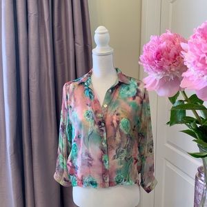Cotton Candy Floral Sheer Blouse
